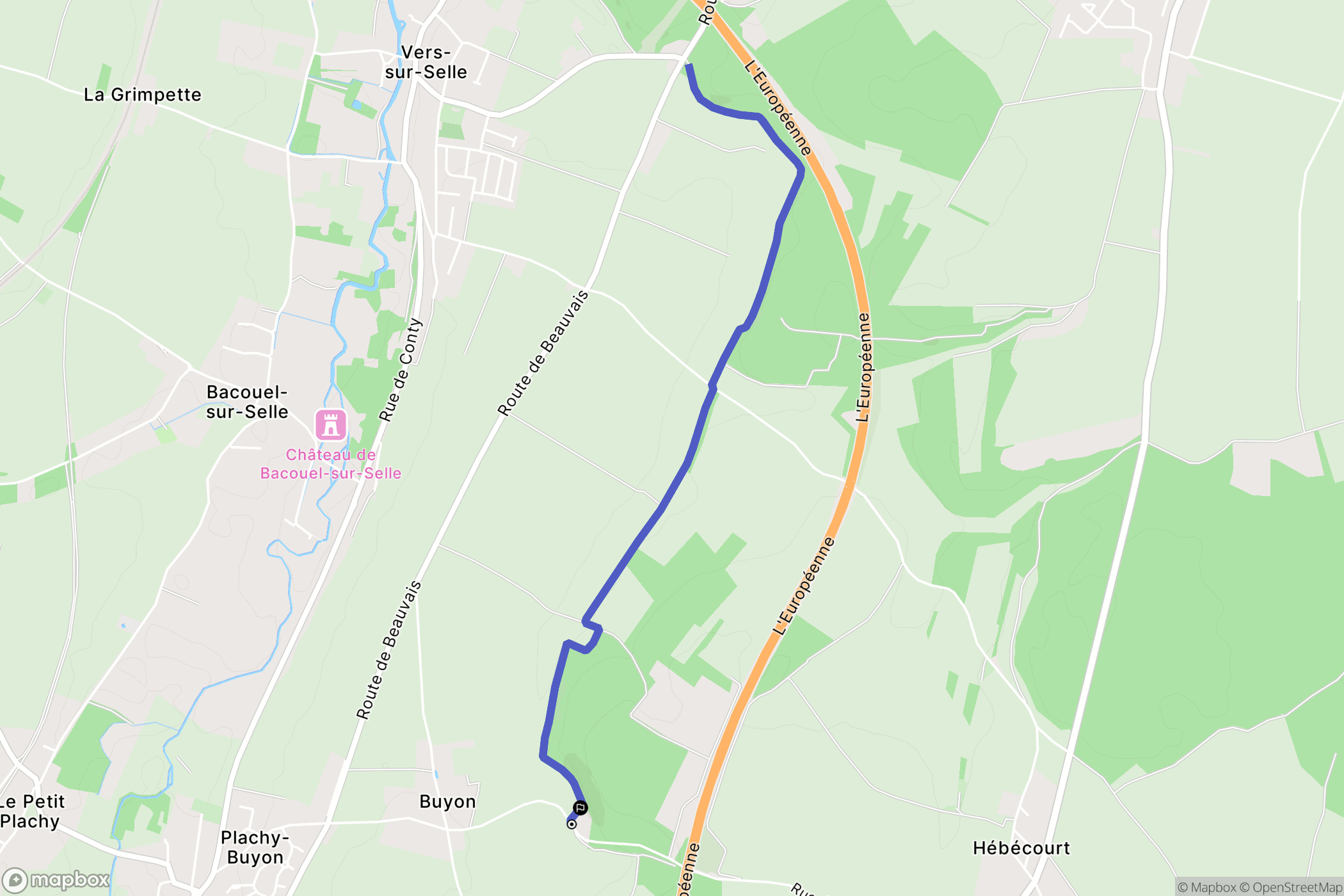 Plachy-Buyon : carte du parcours de randonnée - France
