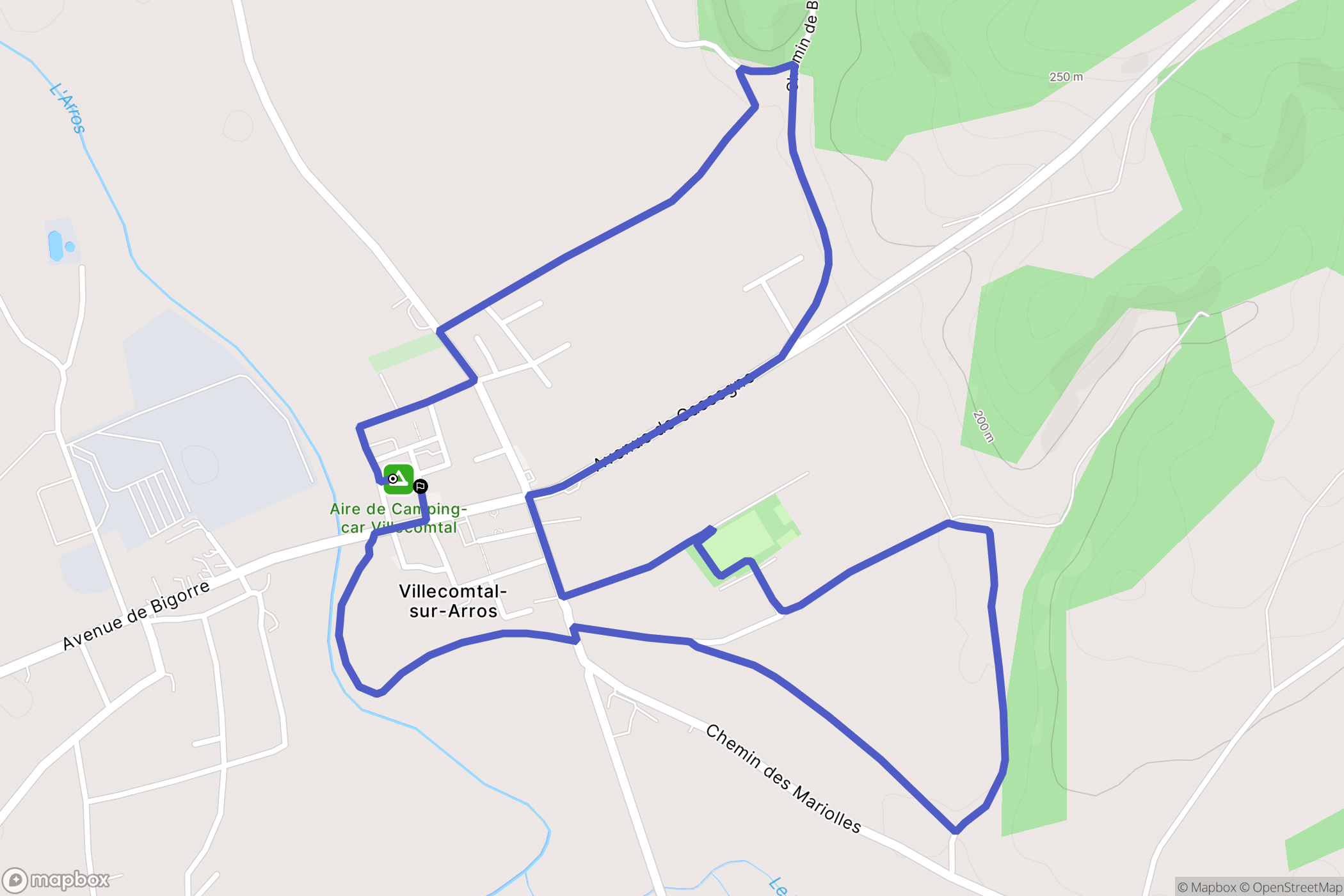 Villecomtal-sur-Arros : carte du parcours de randonnée - France