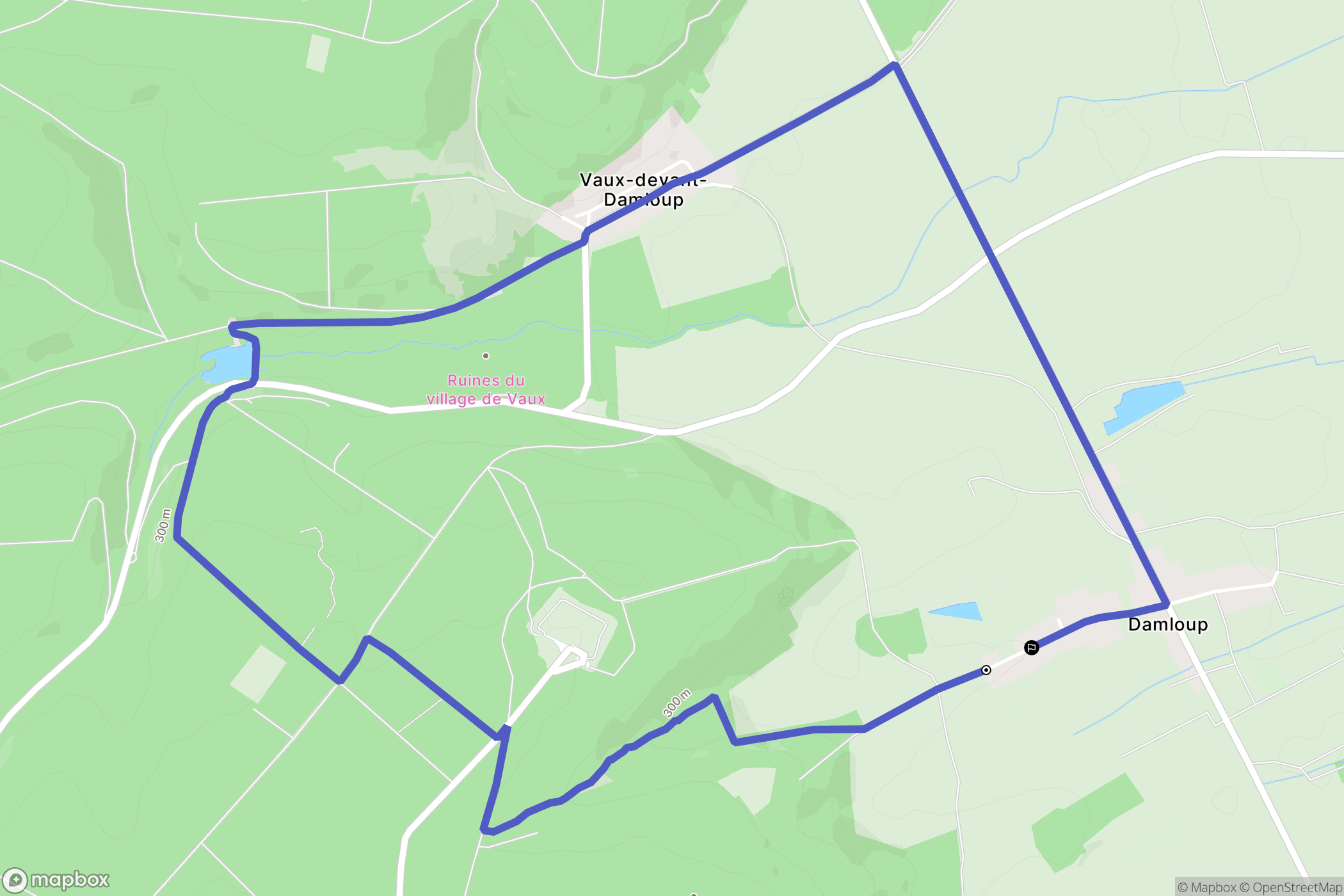 Damloup : carte du parcours de randonnée - France
