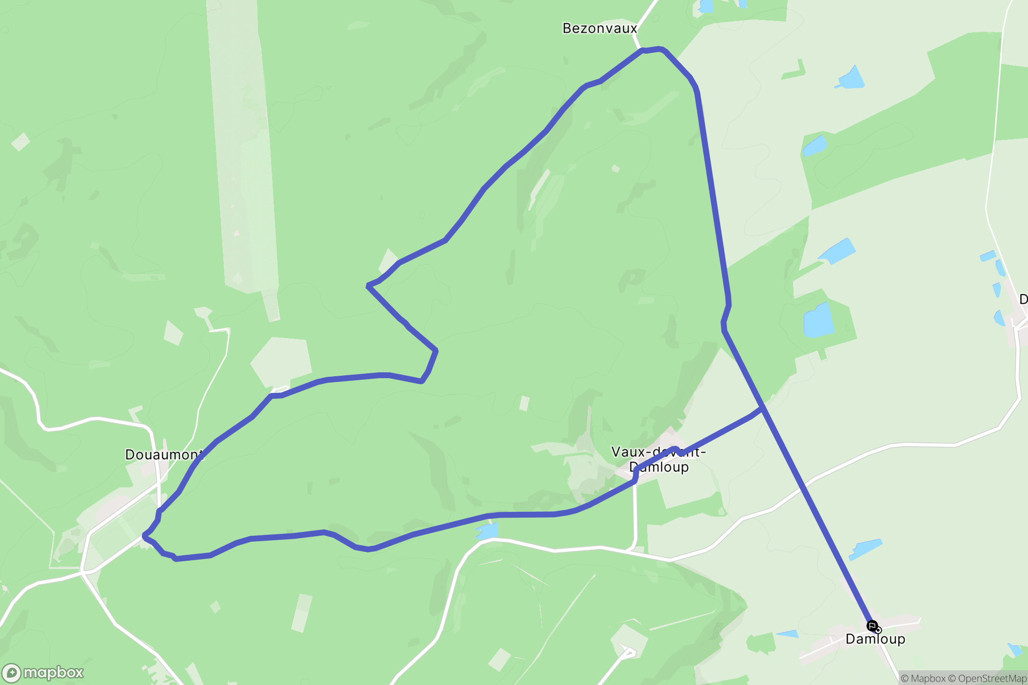 Damloup : carte du parcours de randonnée - France