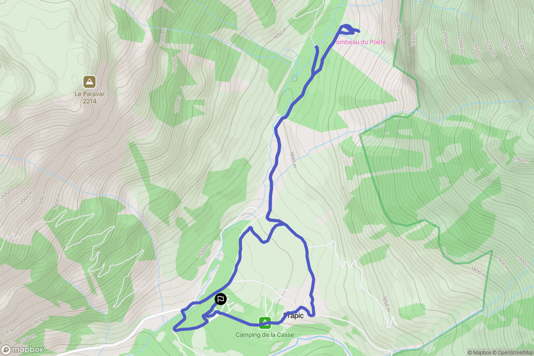 Orcières : carte du parcours de randonnée - France