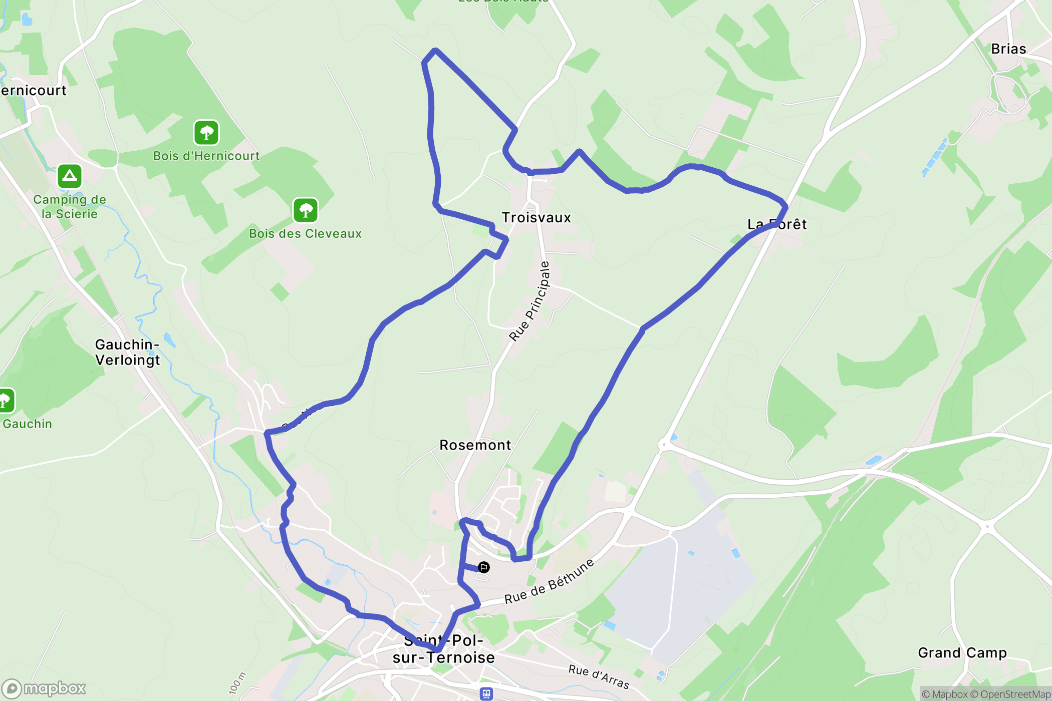 Saint-Pol-sur-Ternoise : carte du parcours de randonnée - France