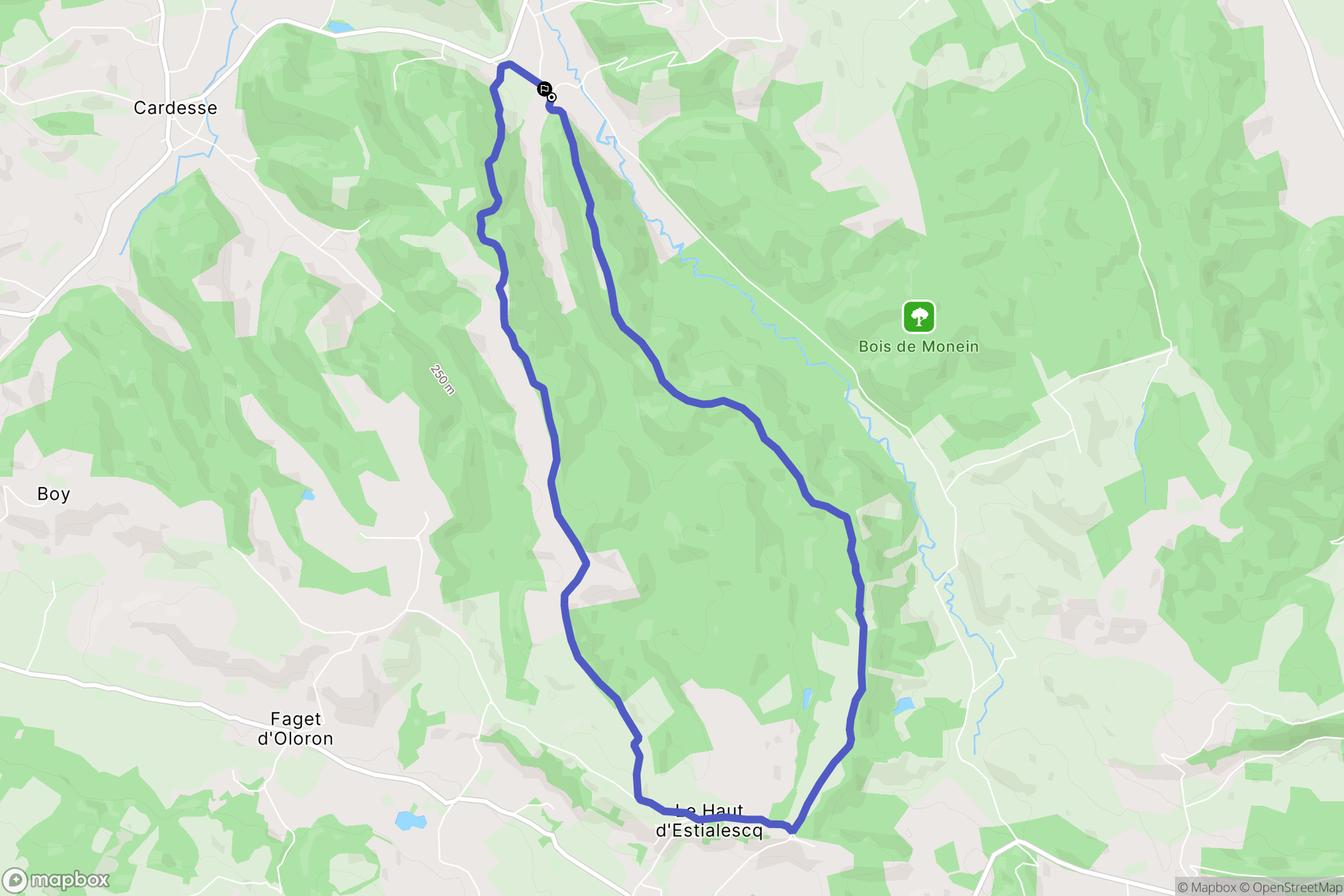 Monein : carte du parcours de randonnée - France