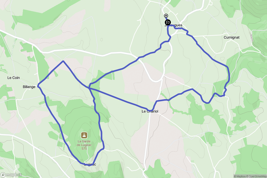 Javaugues : carte du parcours de randonnée - France