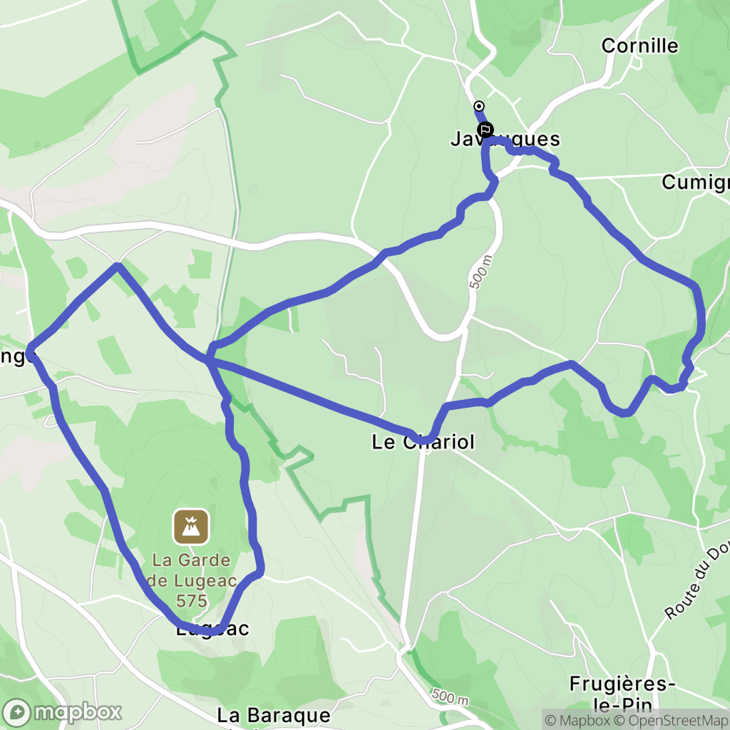 Javaugues : carte du parcours de randonnée - France
