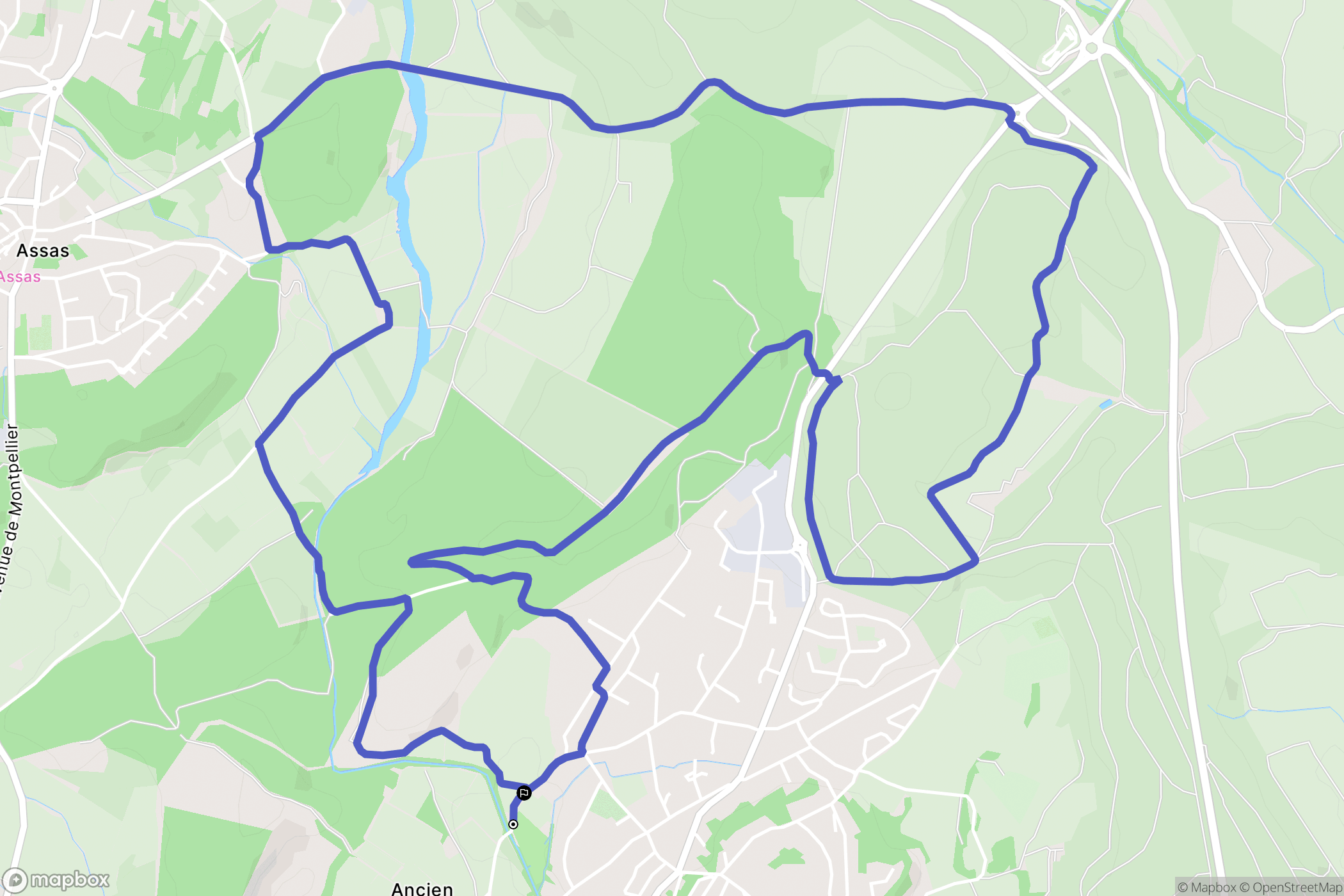 Teyran : carte du parcours de randonnée - France