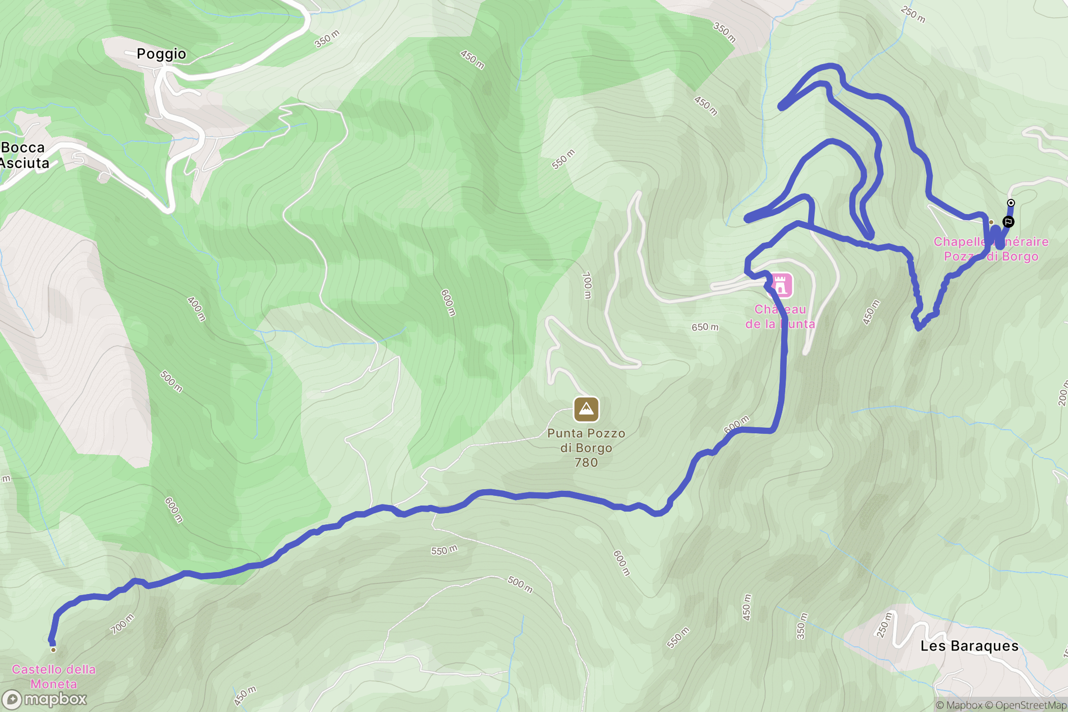 Alata : carte du parcours de randonnée - France