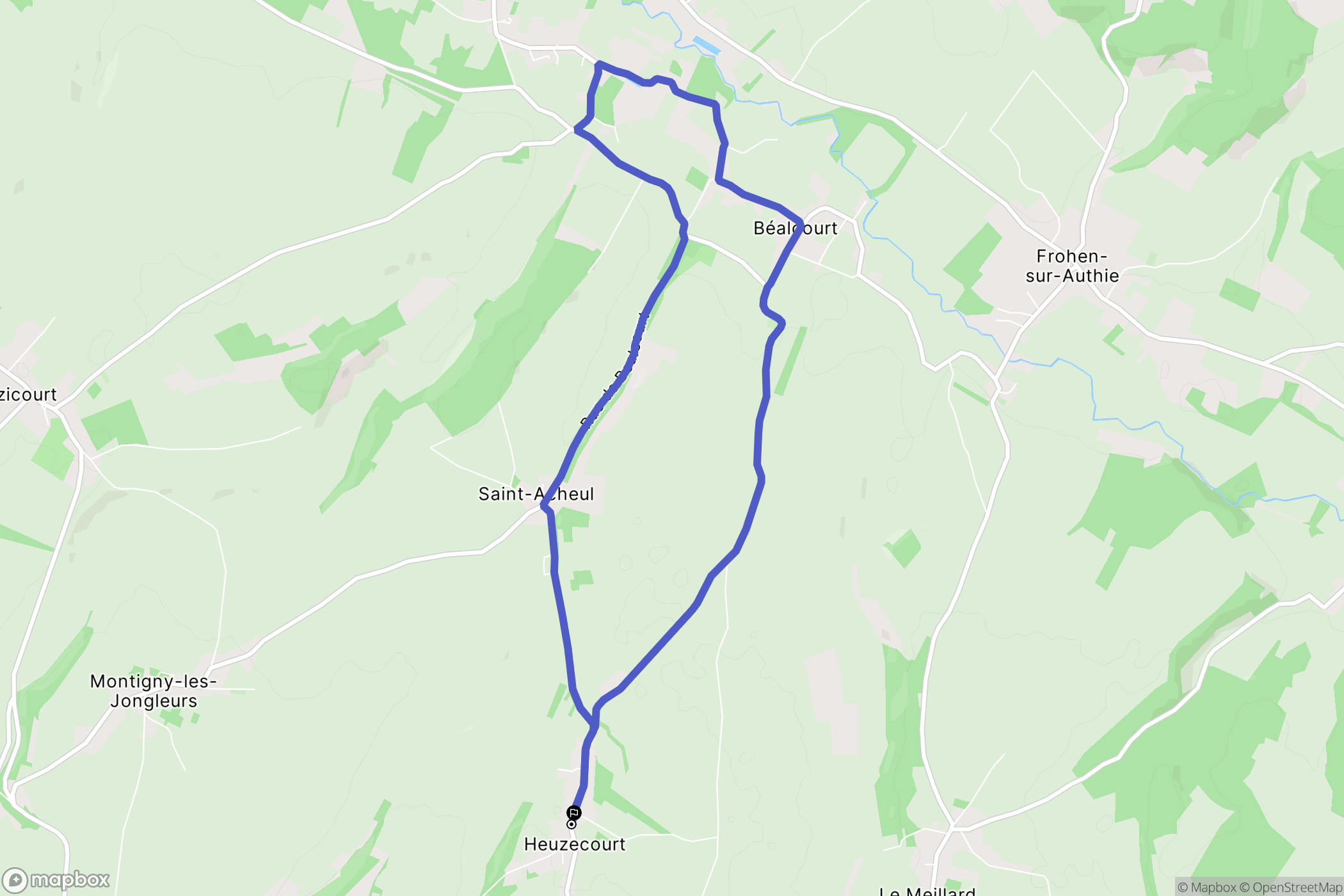 Heuzecourt : carte du parcours de randonnée - France