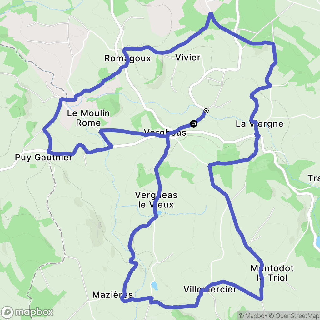 Vergheas : carte du parcours de randonnée - France