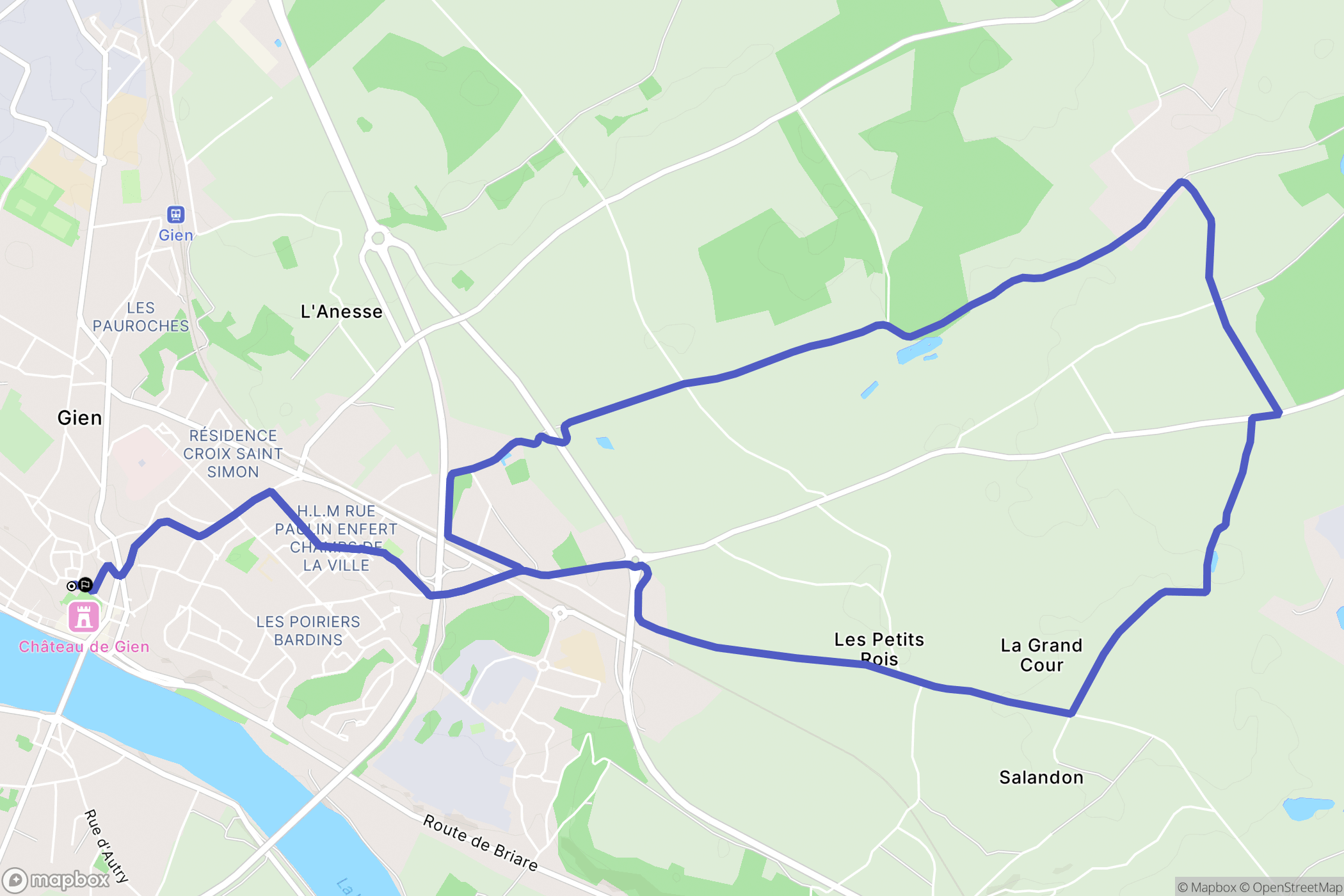 Gien : carte du parcours de randonnée - France