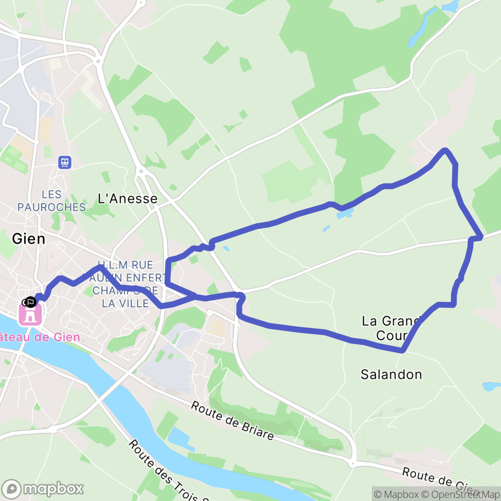 Gien : carte du parcours de randonnée - France