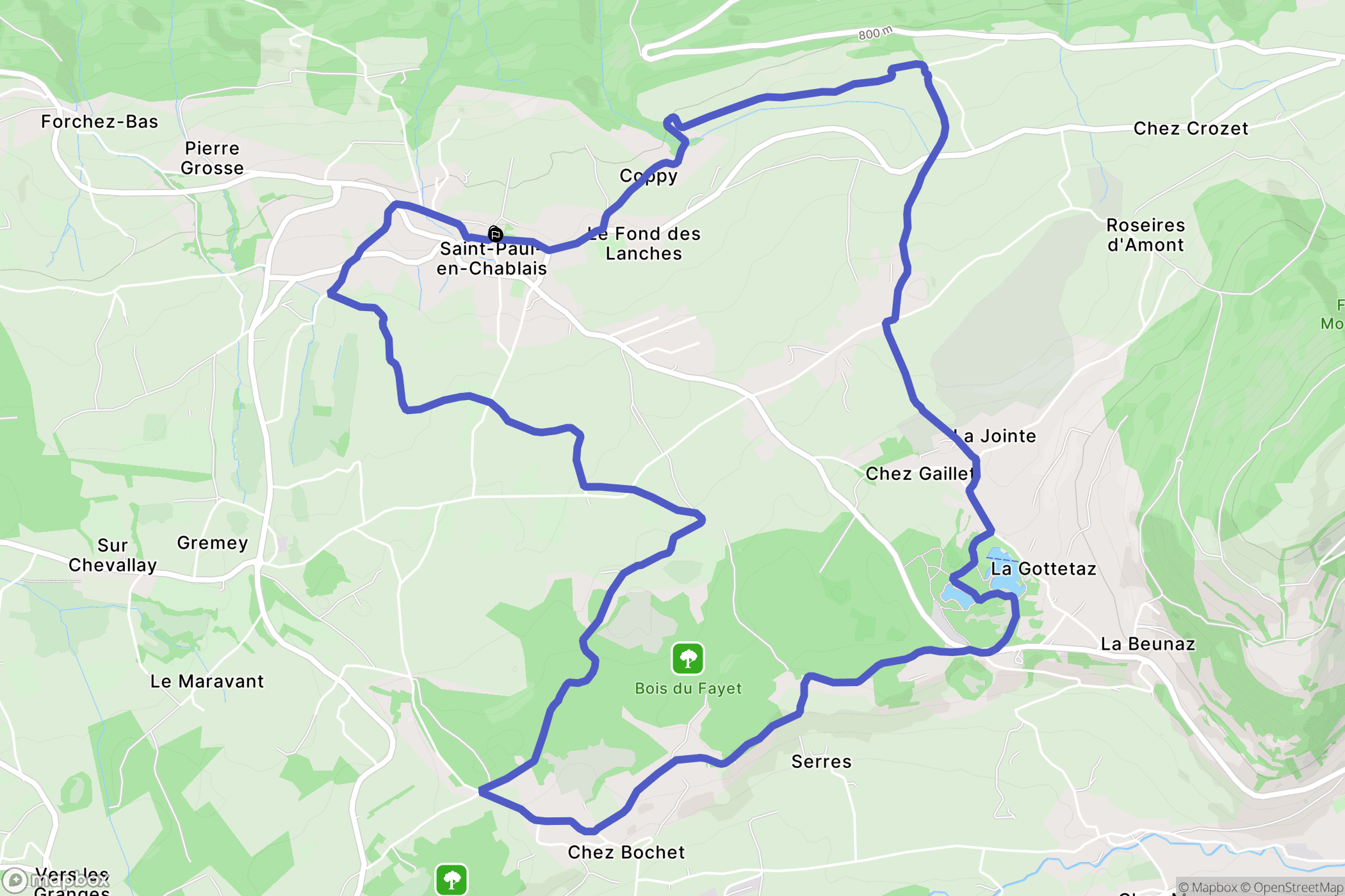 Saint-Paul-en-Chablais : carte du parcours de randonnée - France