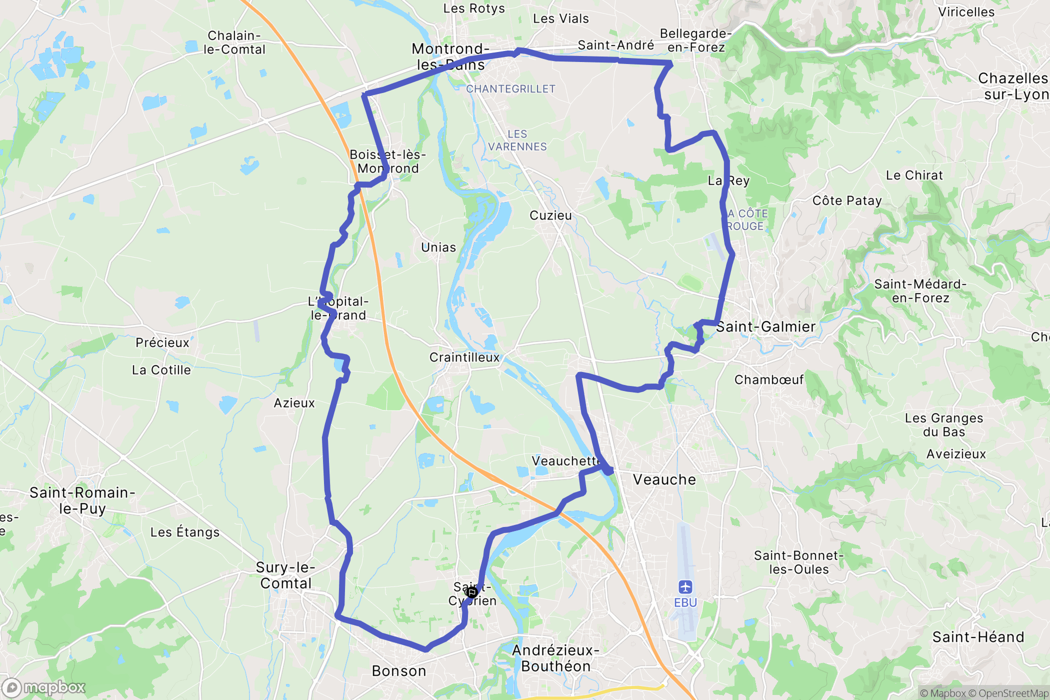 Saint-Cyprien : carte du parcours de randonnée - France