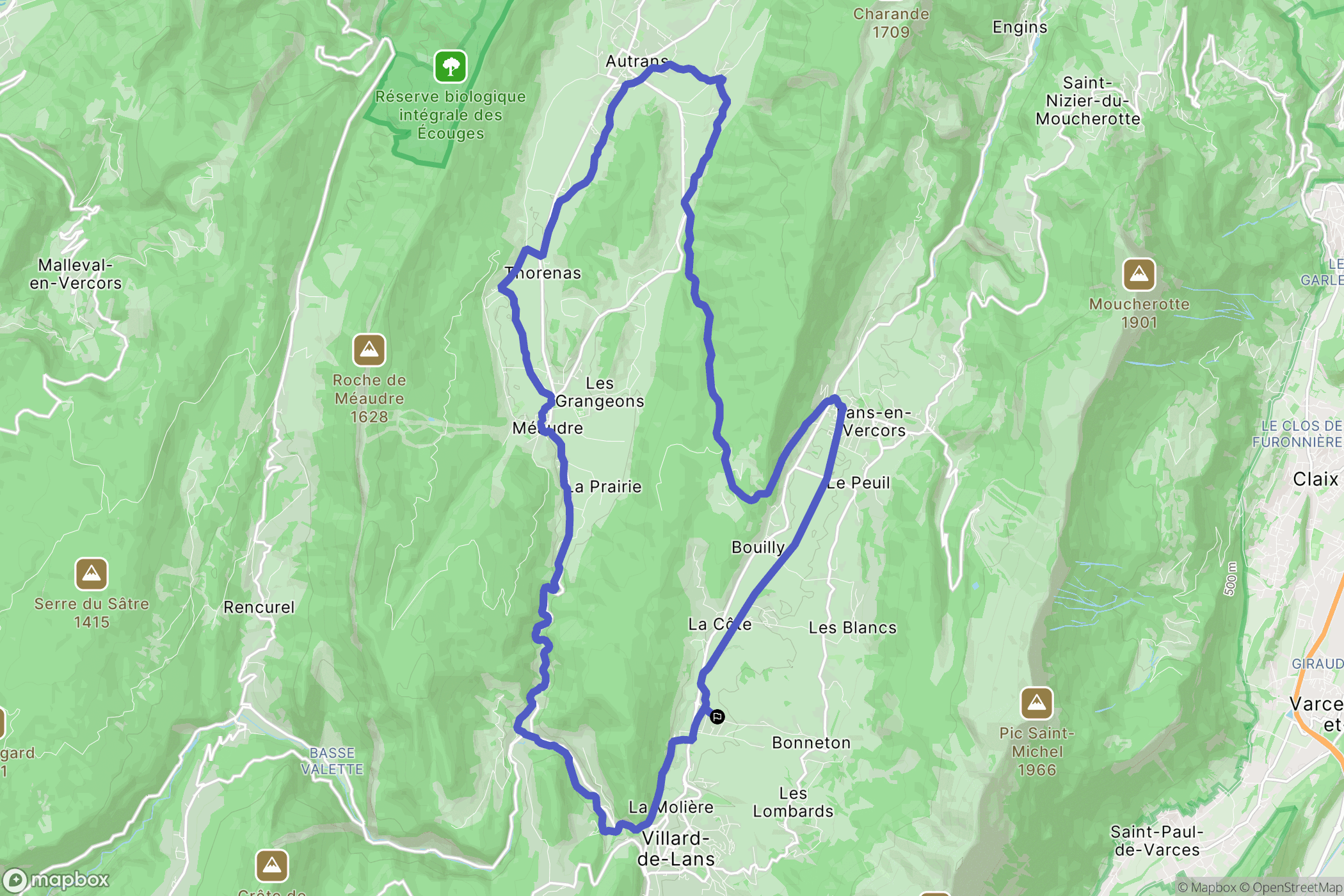 Villard-de-Lans : carte du parcours de randonnée - France