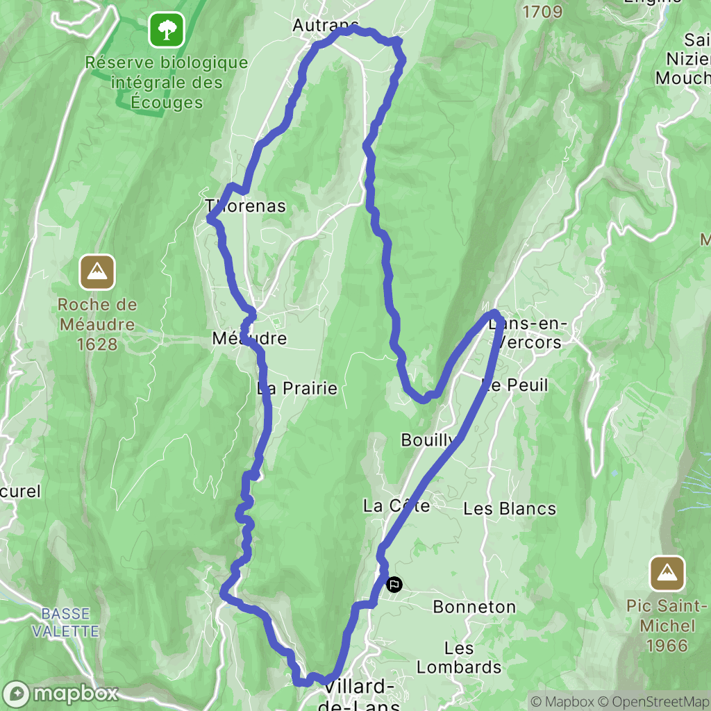 Villard-de-Lans : carte du parcours de randonnée - France