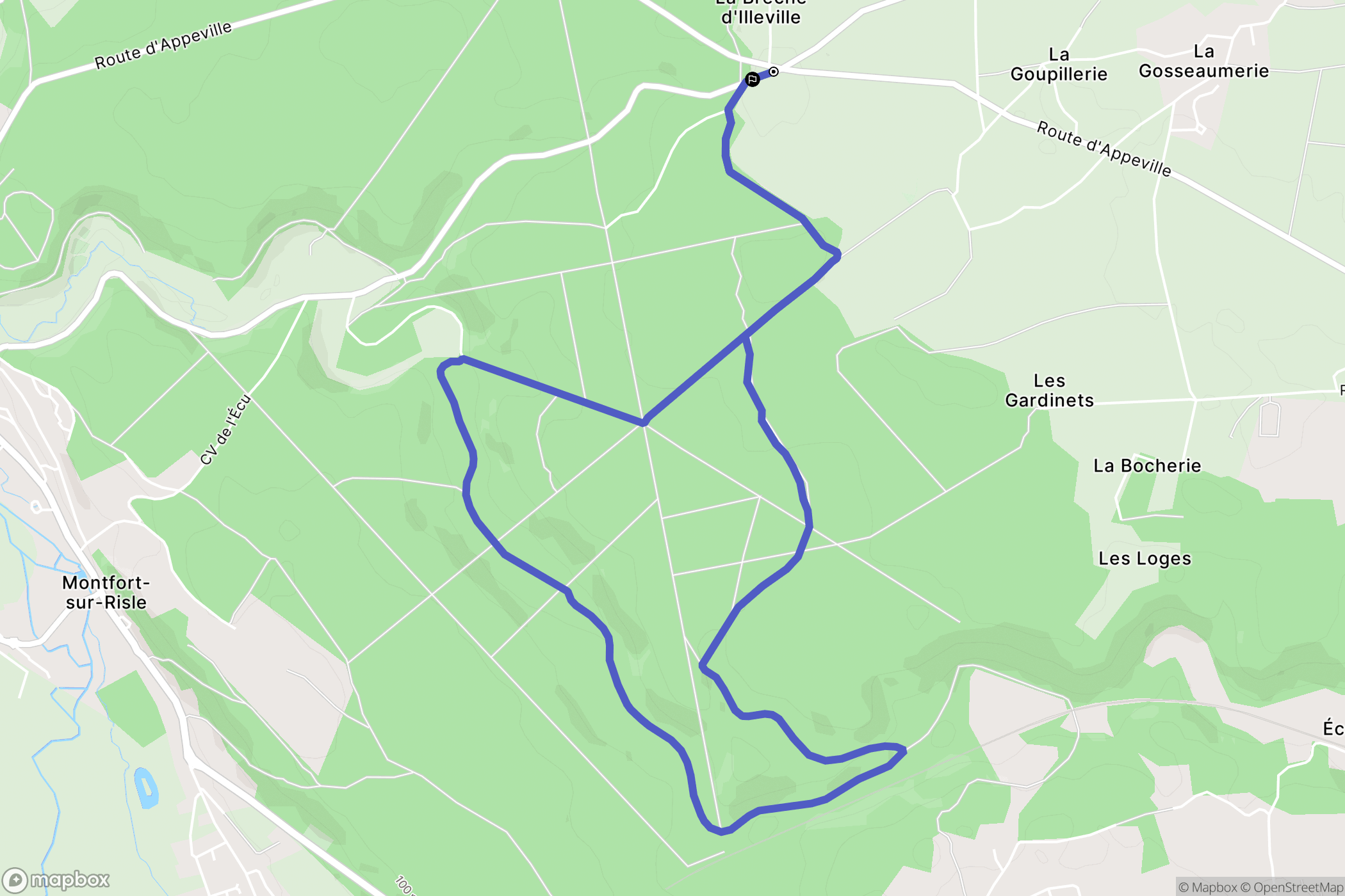Illeville-sur-Montfort : carte du parcours de randonnée - France