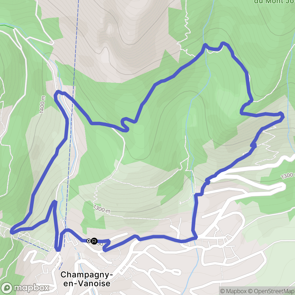 Champagny-en-Vanoise : carte du parcours de randonnée - France