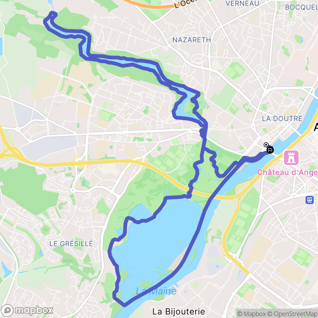 Angers : carte du parcours de randonnée - France