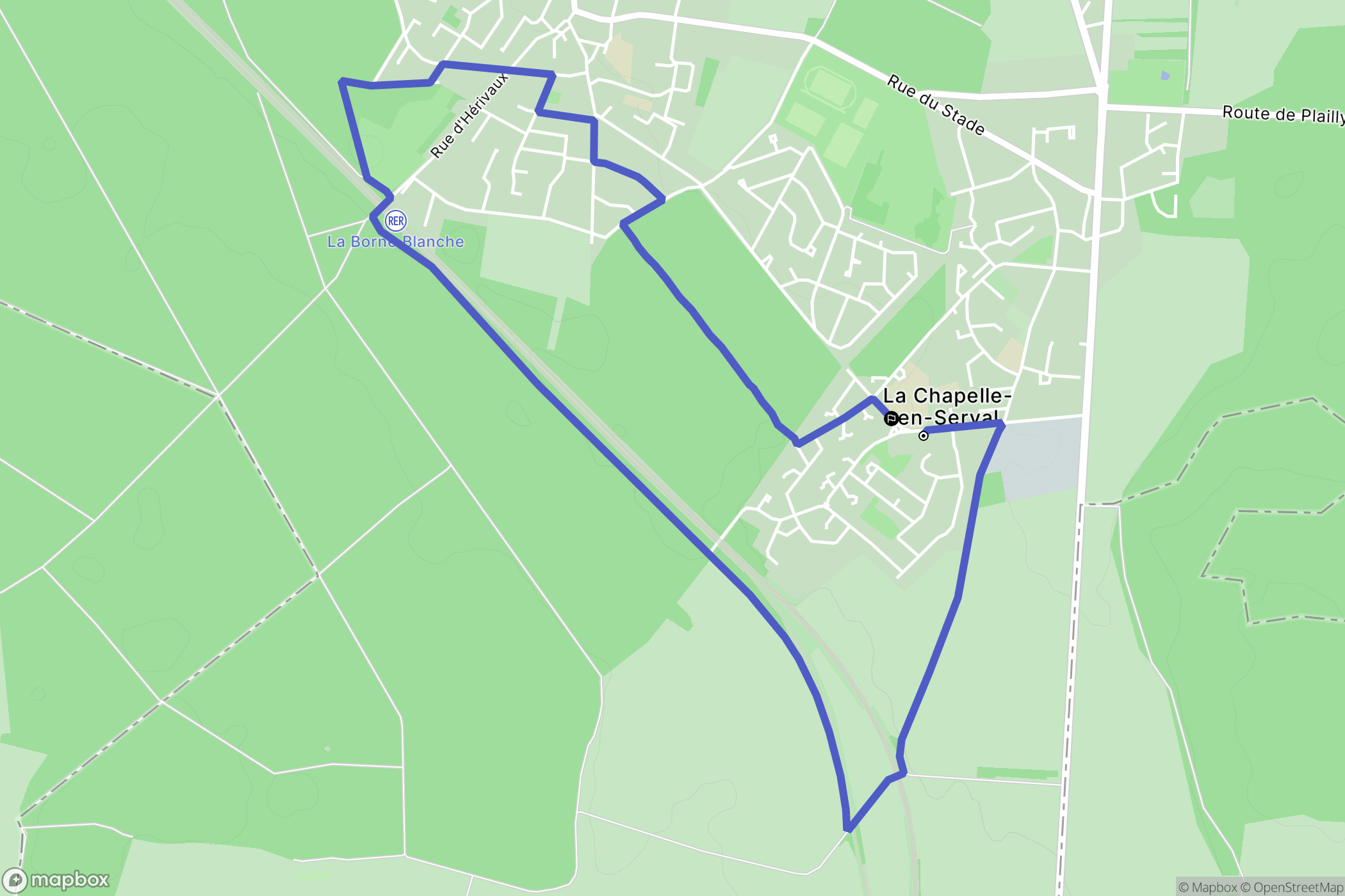 La Chapelle-en-Serval : carte du parcours de randonnée - France