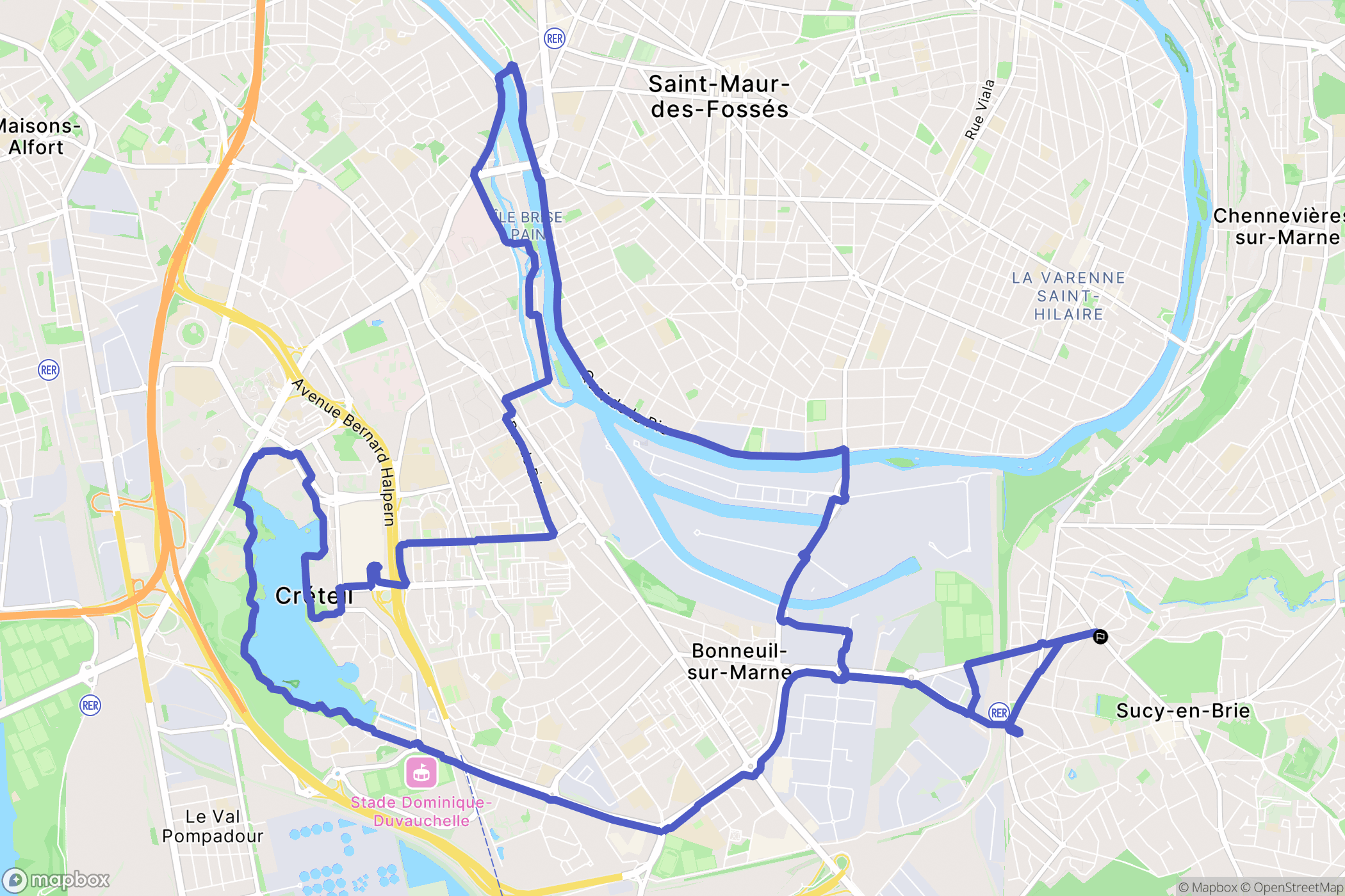 Sucy-en-Brie : carte du parcours de randonnée - France