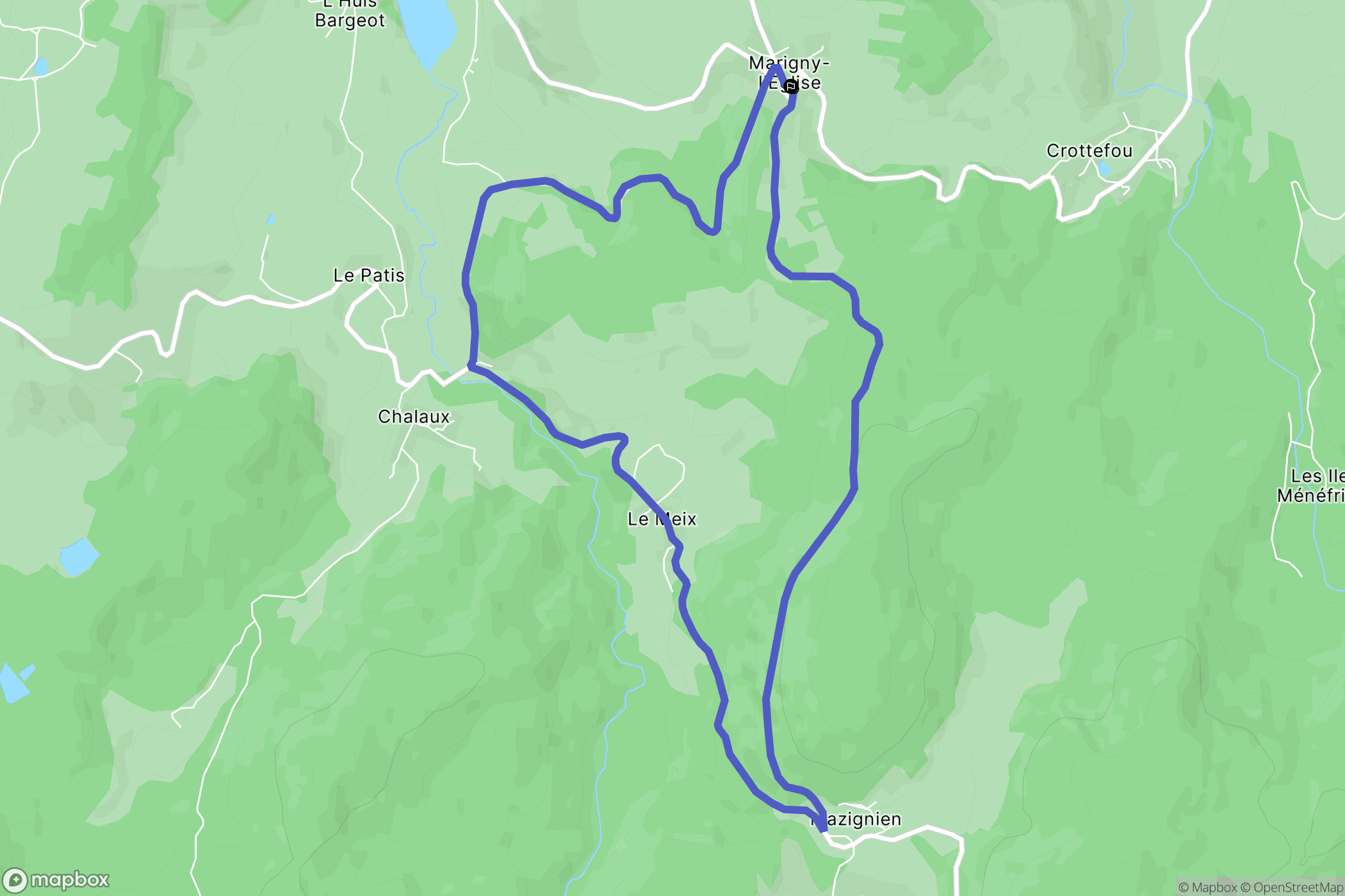 Marigny-l'Église : carte du parcours de randonnée - France