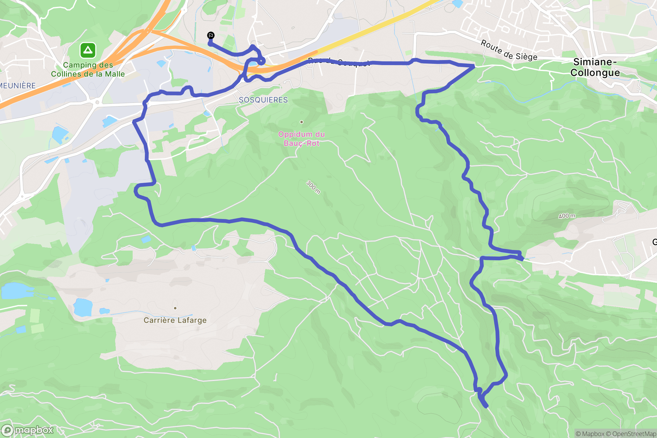 Bouc-Bel-Air : carte du parcours de randonnée - France