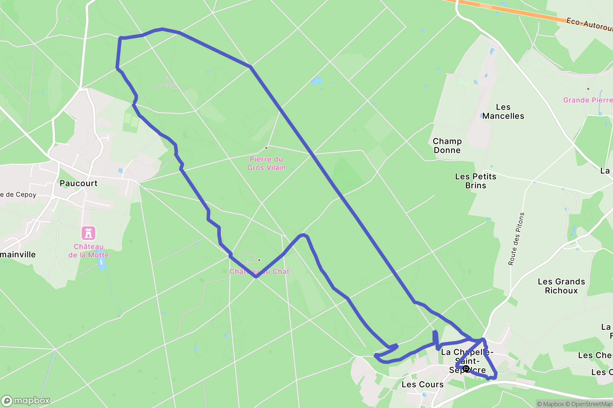 La Chapelle-Saint-Sépulcre : carte du parcours de randonnée - France