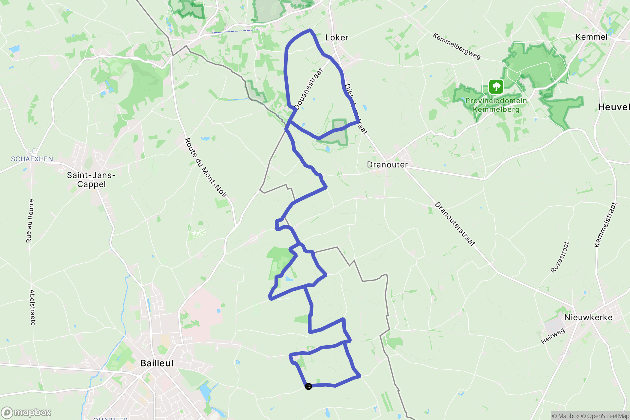 Bailleul : carte du parcours de randonnée - France