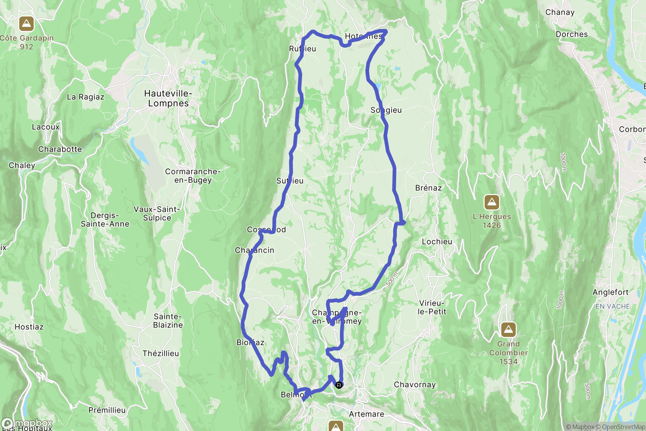 Valromey-sur-Séran : carte du parcours de randonnée - France