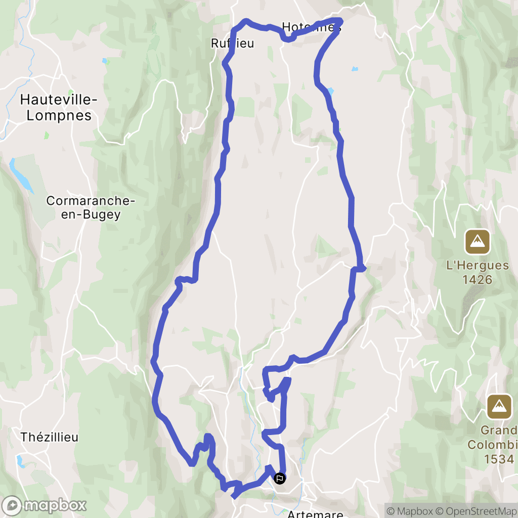 Valromey-sur-Séran : carte du parcours de randonnée - France