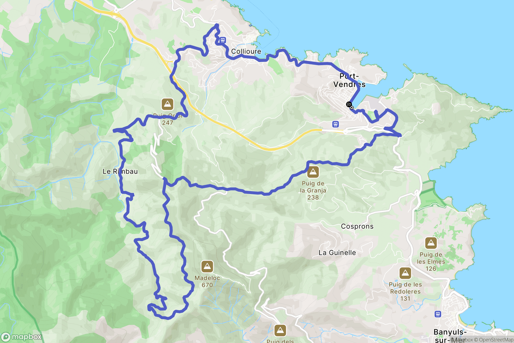 Port-Vendres : carte du parcours de randonnée - France