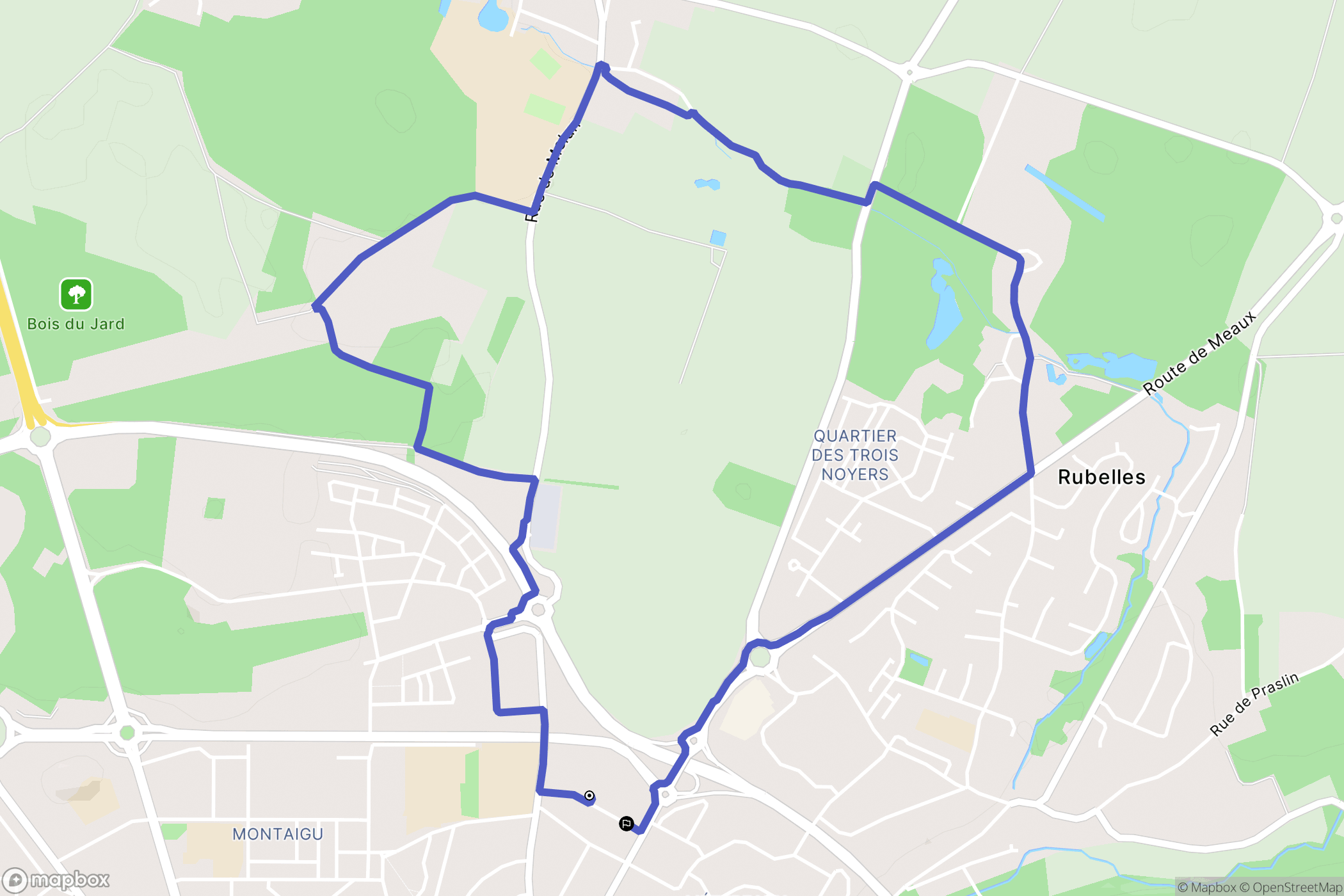 Melun : carte du parcours de randonnée - France