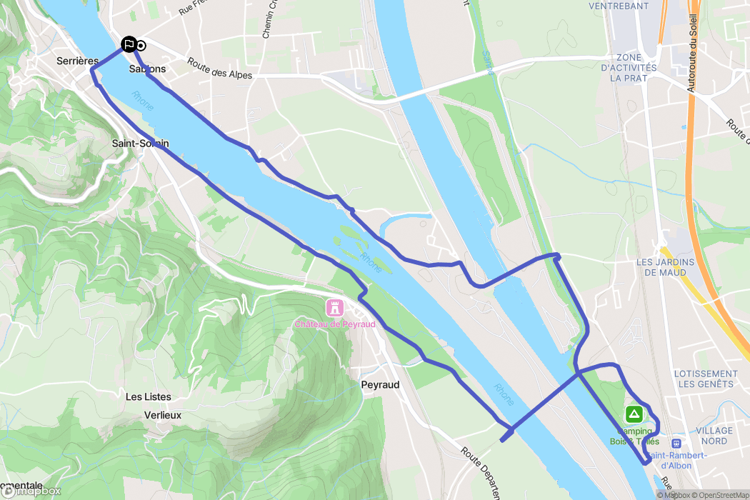 Sablons : carte du parcours de randonnée - France