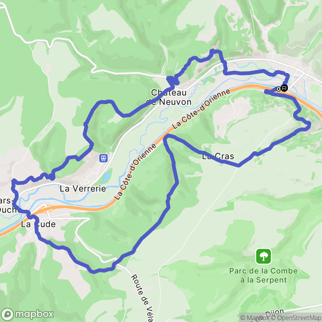 Plombières-lès-Dijon : carte du parcours de randonnée - France