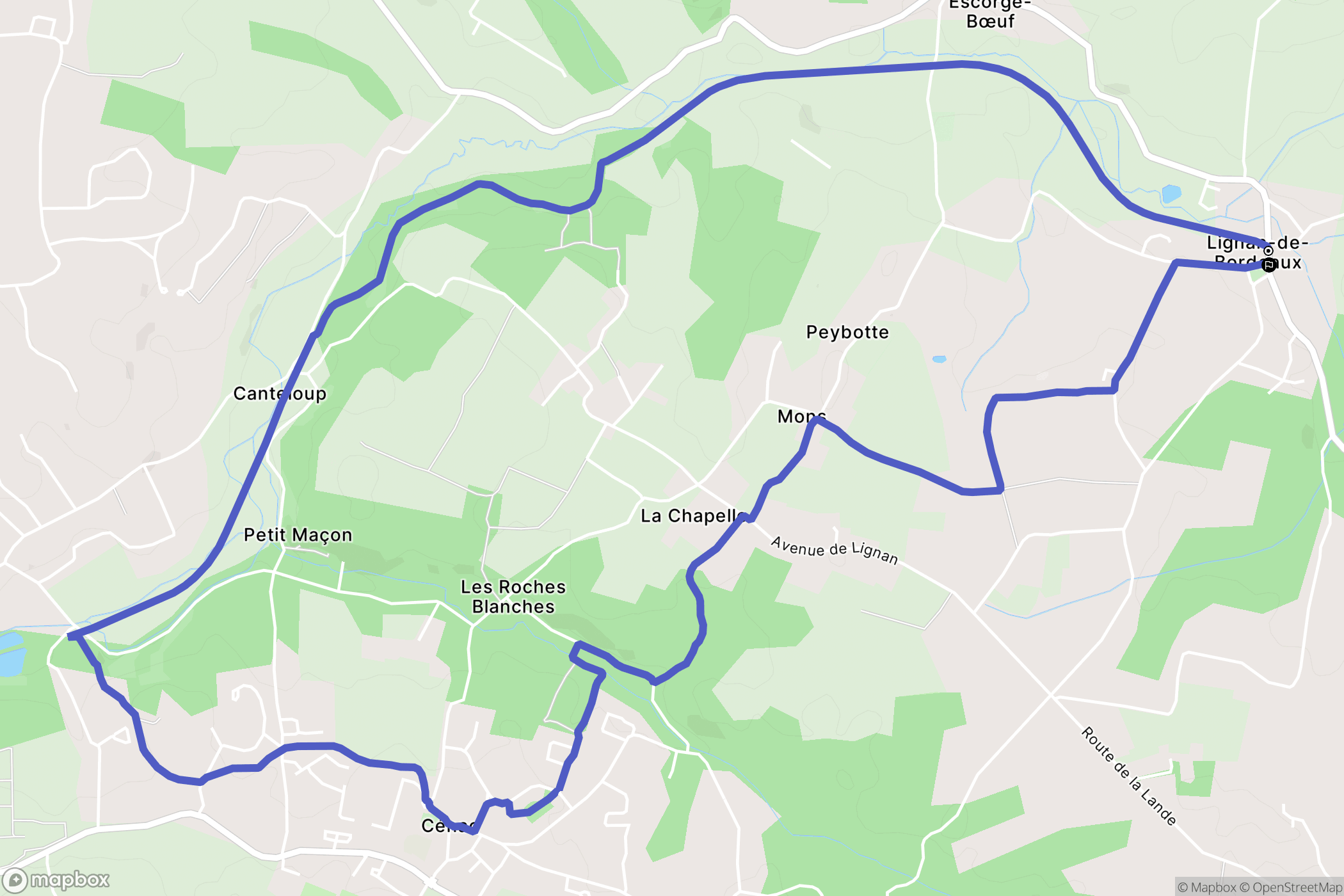 Lignan-de-Bordeaux : carte du parcours de randonnée - France