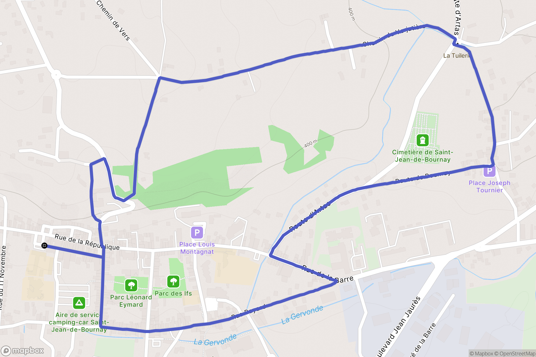 Saint-Jean-de-Bournay : carte du parcours de randonnée - France