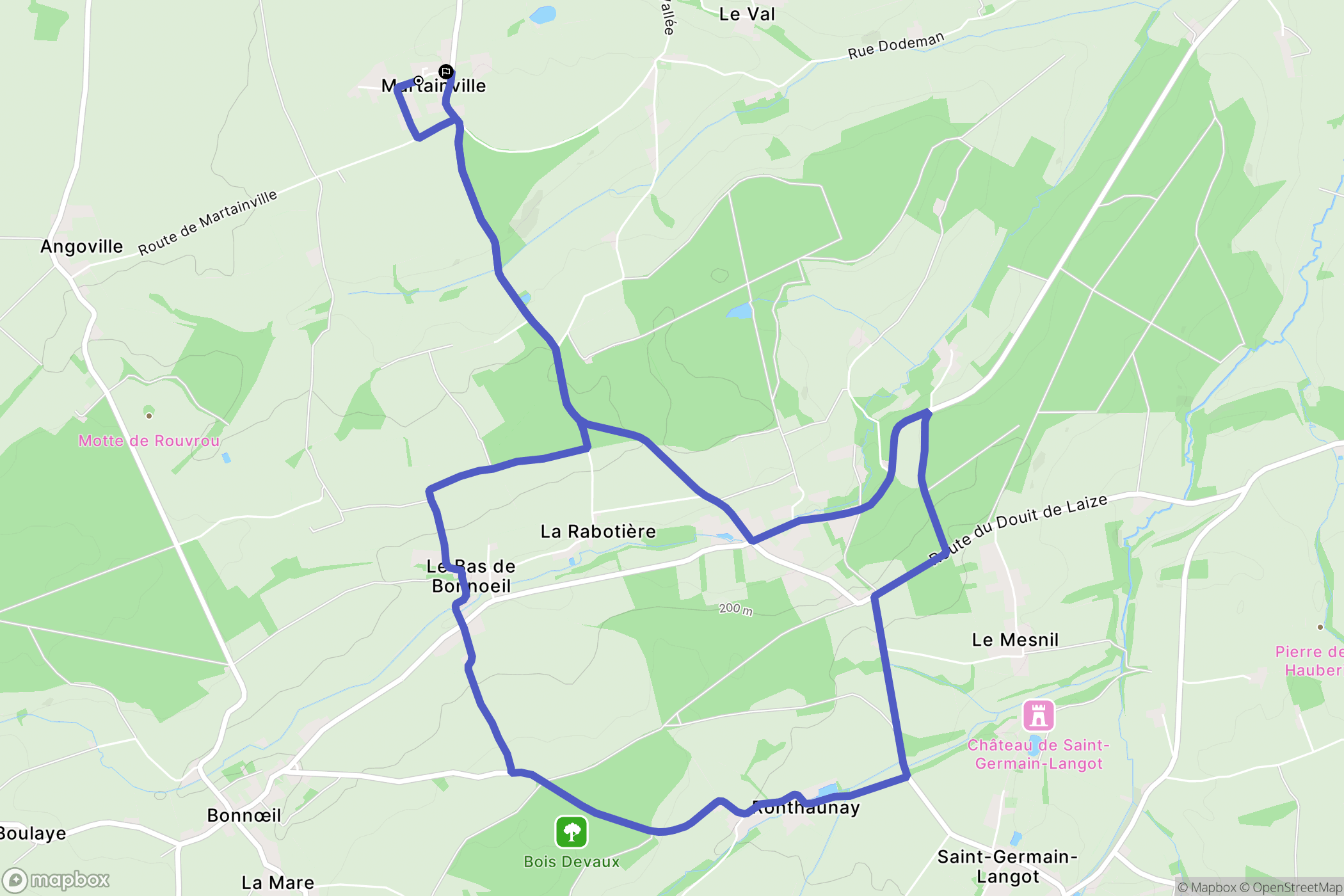 Martainville : carte du parcours de randonnée - France