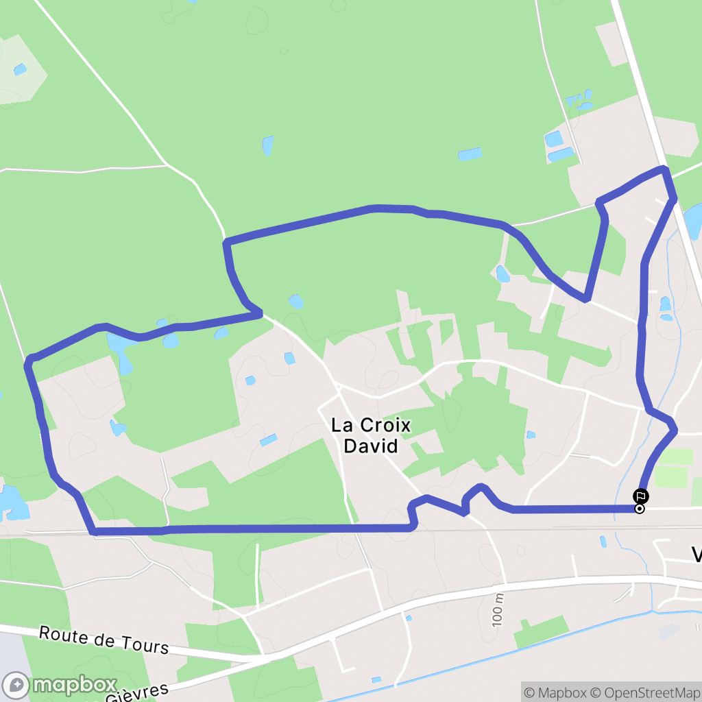Villefranche-sur-Cher : carte du parcours de randonnée - France