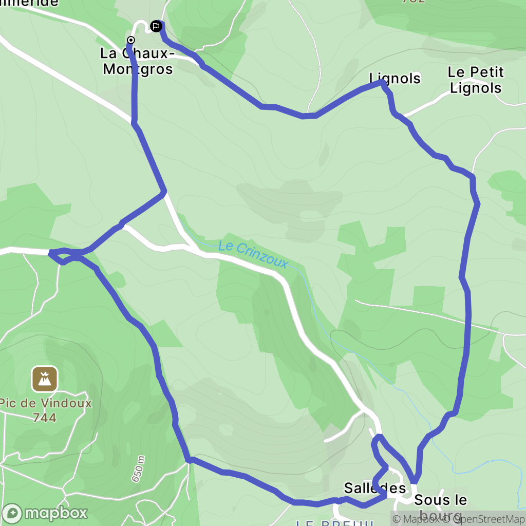 Sallèdes : carte du parcours de randonnée - France