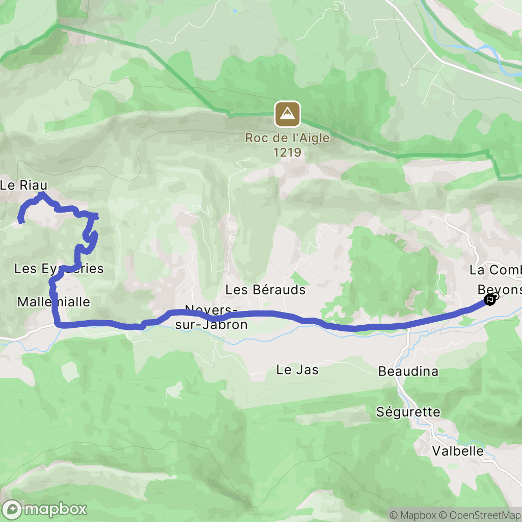 Bevons : carte du parcours de randonnée - France
