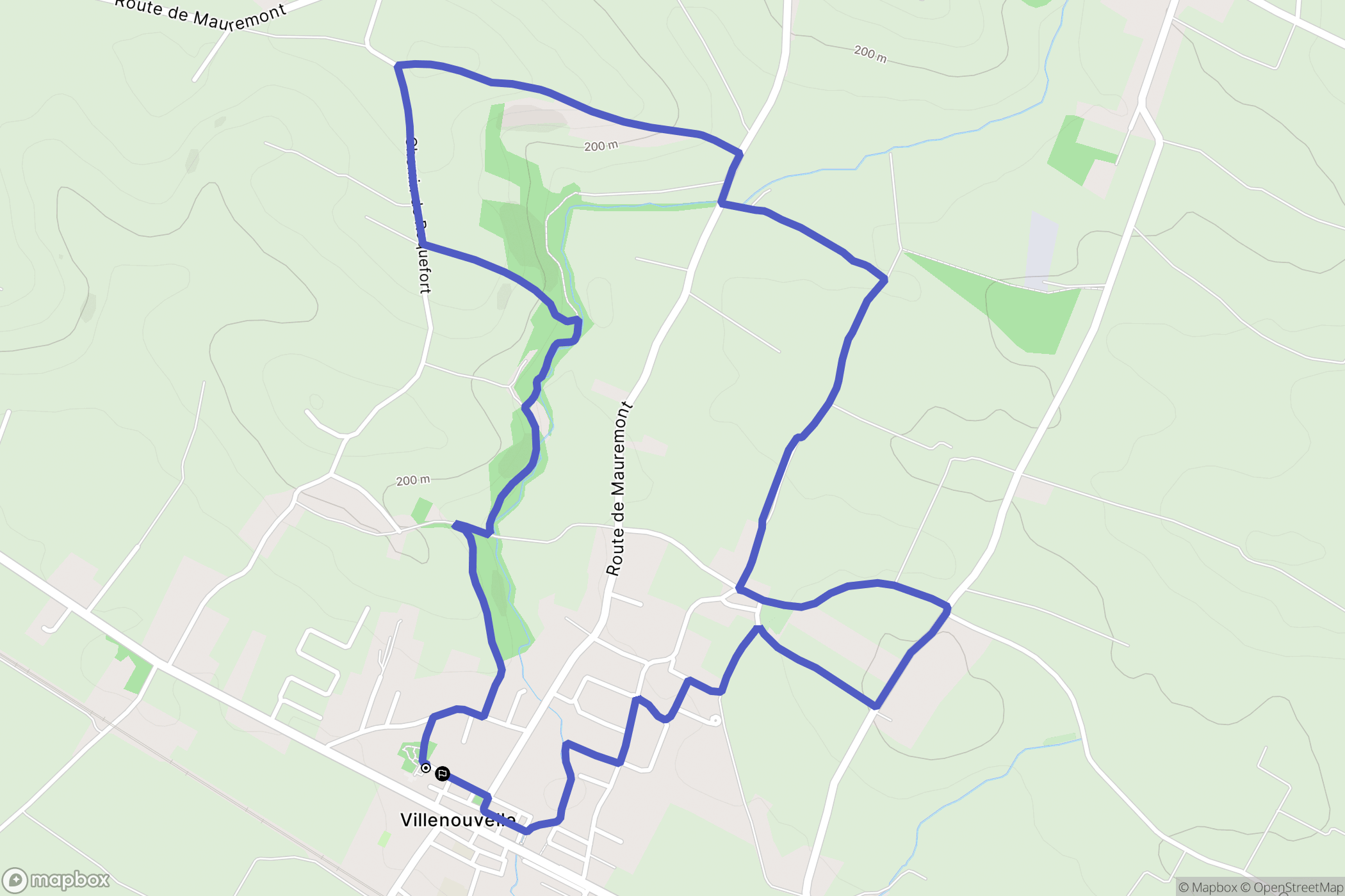 Villenouvelle : carte du parcours de randonnée - France