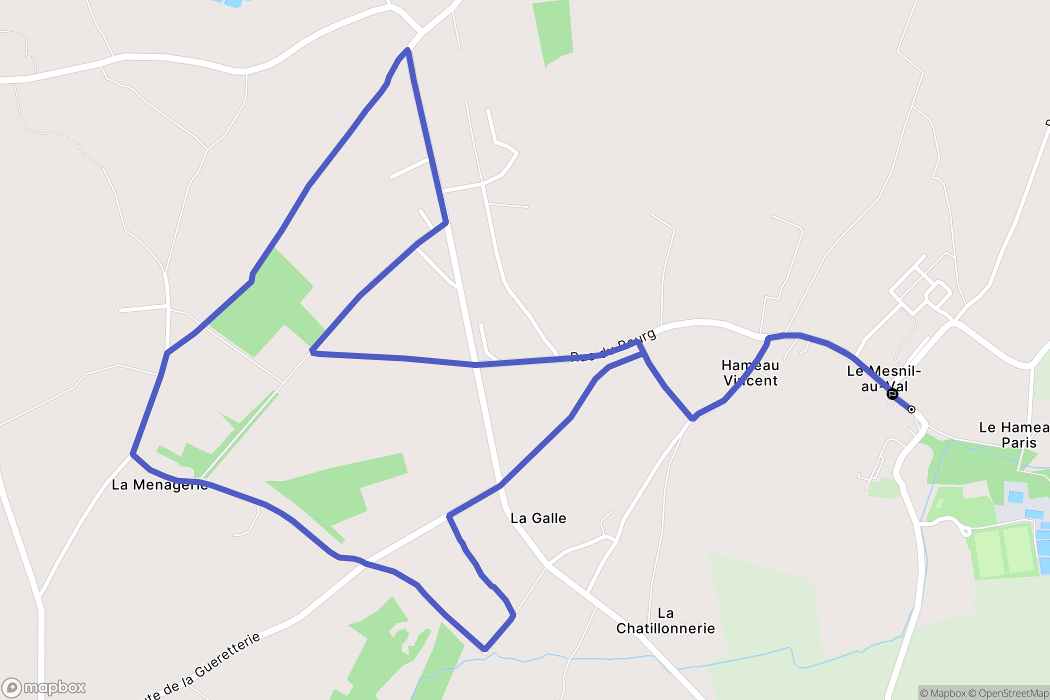 Le Mesnil-au-Val : carte du parcours de randonnée - France