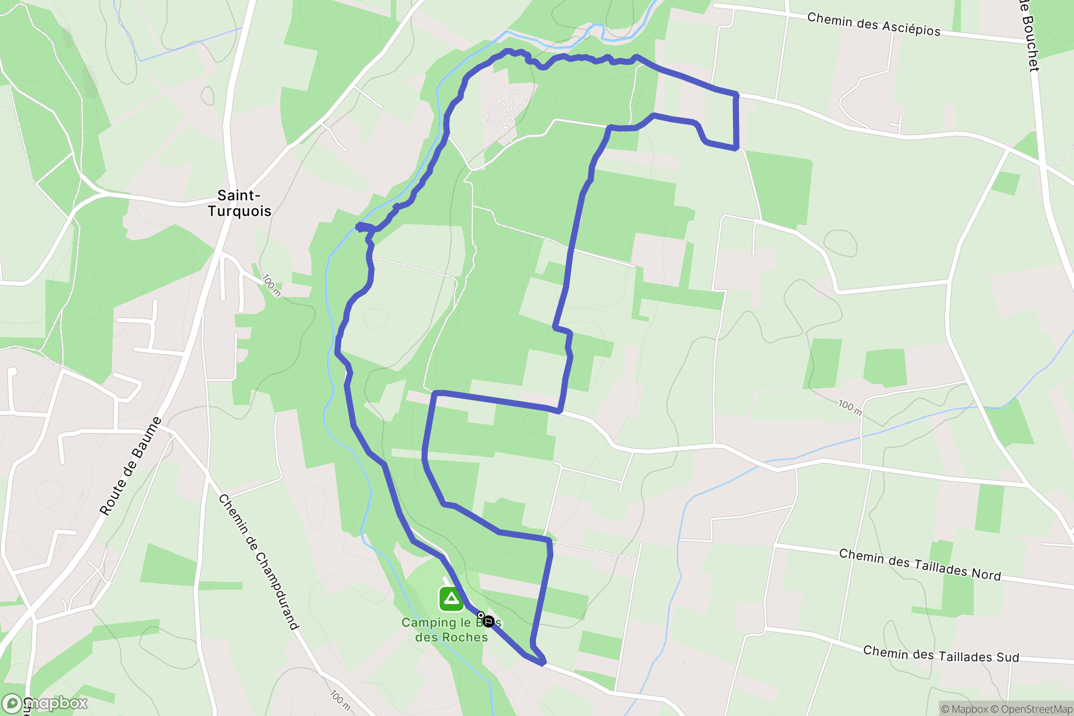 Bouchet : carte du parcours de randonnée - France