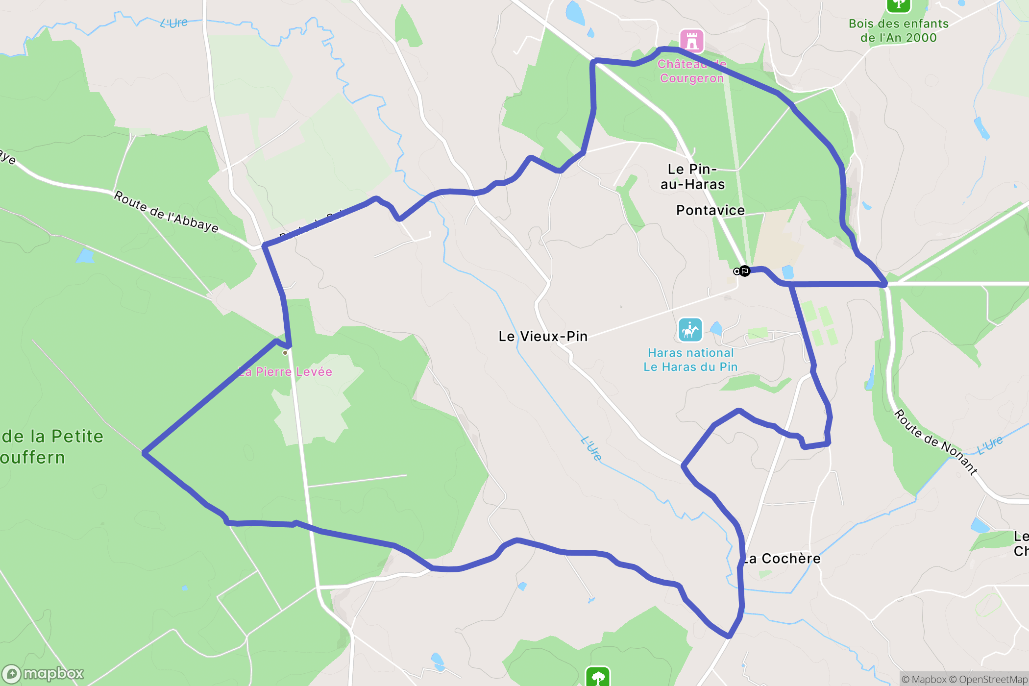 Le Pin-au-Haras : carte du parcours de randonnée - France
