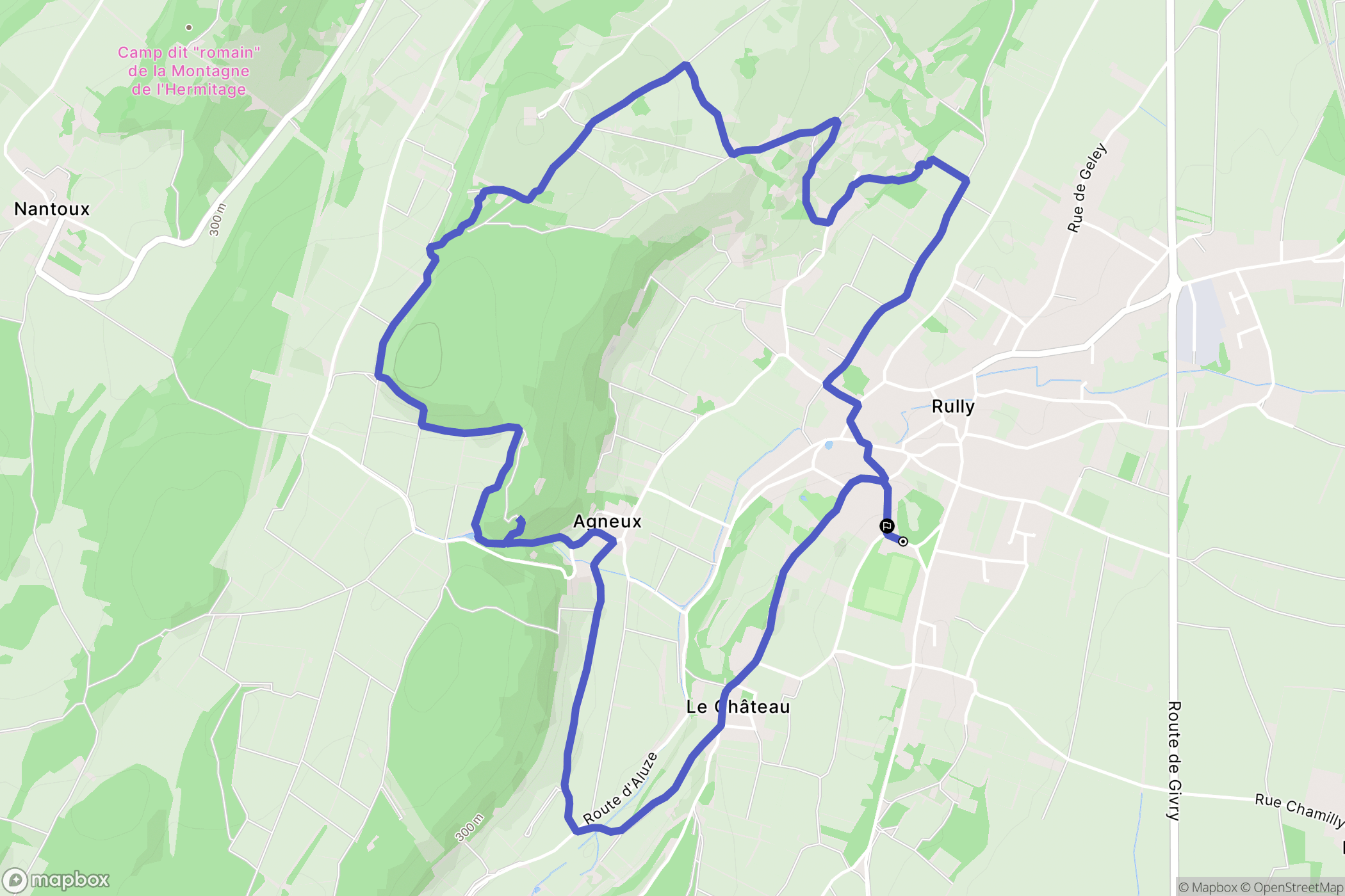 Rully : carte du parcours de randonnée - France