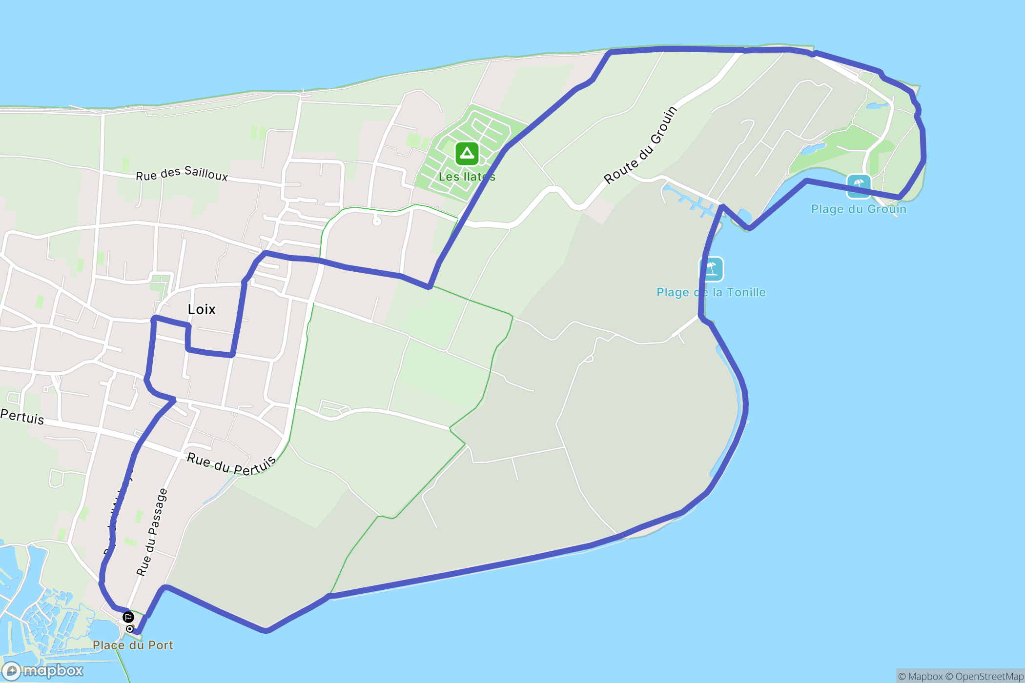 Loix : carte du parcours de randonnée - France