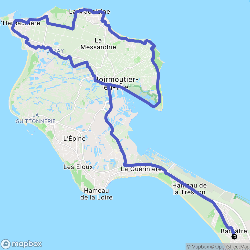 Barbâtre : carte du parcours de randonnée - France