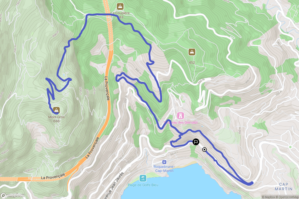 Roquebrune-Cap-Martin : carte du parcours de randonnée - France
