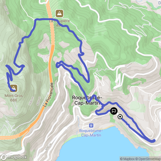 Roquebrune-Cap-Martin : carte du parcours de randonnée - France
