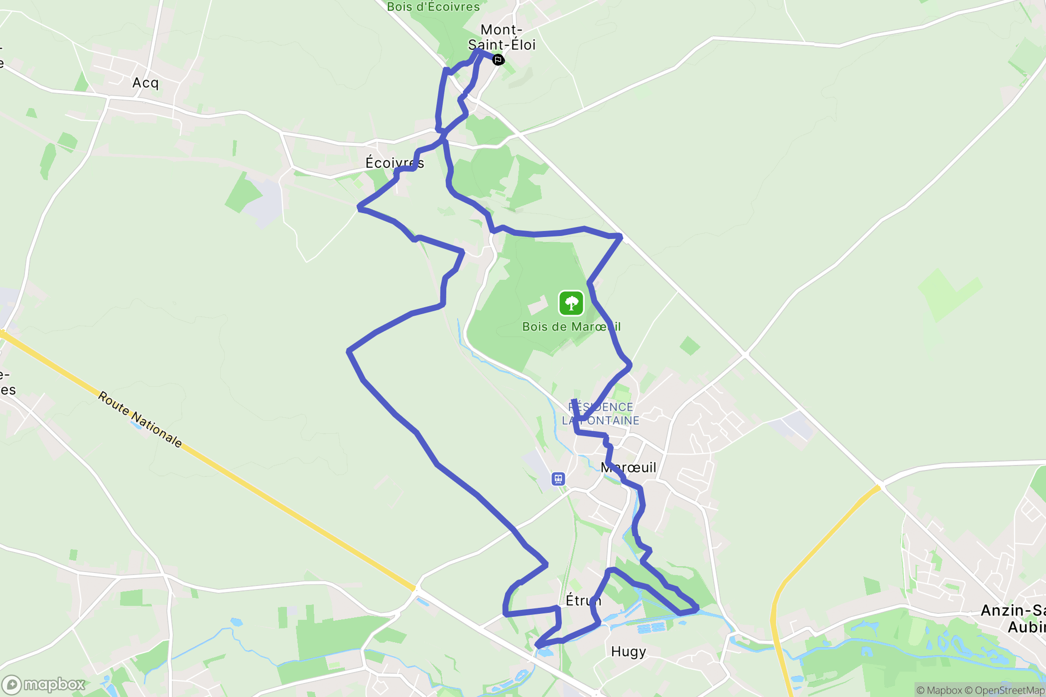 Mont-Saint-Éloi : carte du parcours de randonnée - France